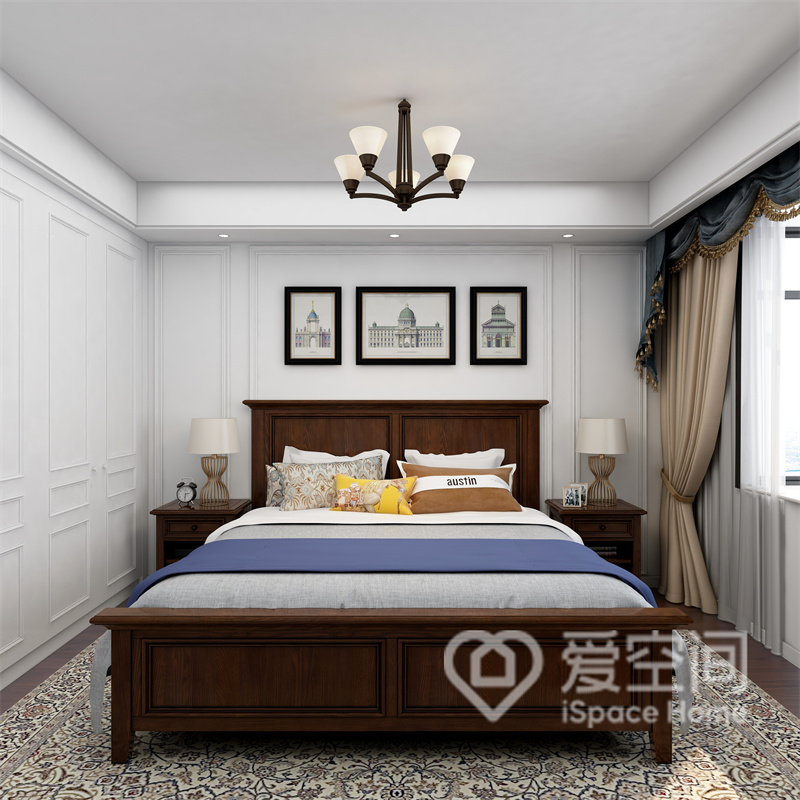 设计师通过材质上的厚重透露出新中式风格的精致氛围、软装部分彰显出业主对考究生活的追求。