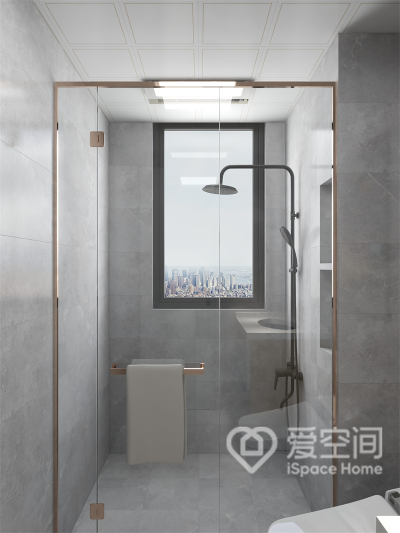 卫生间自带都市质感，干湿分离尽显业主对生活高品质的追求，金属线条勾勒下，空间精致感得到提升。